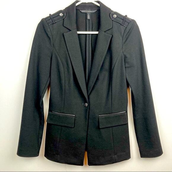 WHBM Leather Trim Ponte Blazer Jacket - Picture 16 of 16